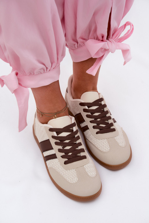 Sneakers model schoenen Dames Met Vlecht bruine kleur Selvelin