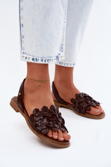 Dames sandalen met brede hakken Zazoo 40468 CzekoladoIne
