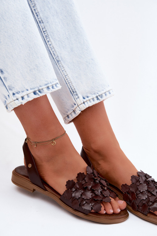Dames sandalen met brede hakken Zazoo 40468 in chocolade