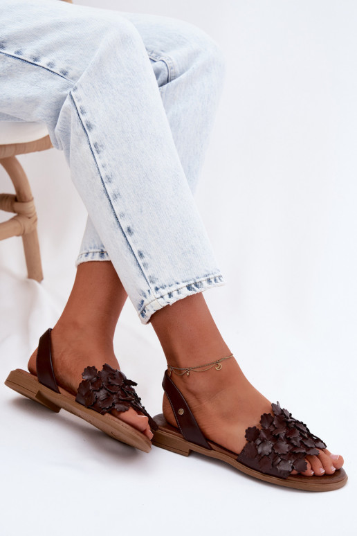 Dames sandalen met brede hakken Zazoo 40468 CzekoladoIne