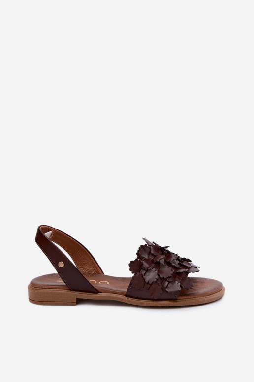 Dames sandalen met brede hakken Zazoo 40468 in chocolade