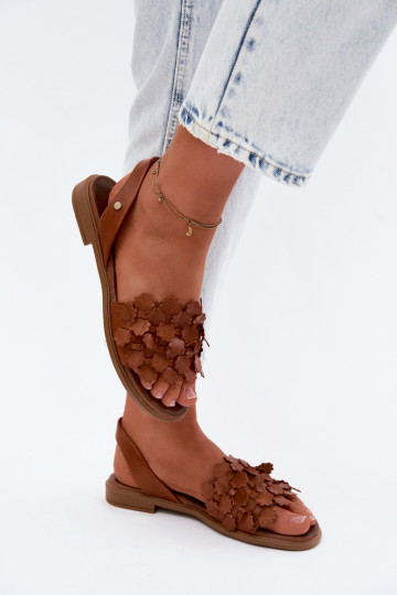 Dames sandalen met brede hakken Zazoo 40468 bruine kleur