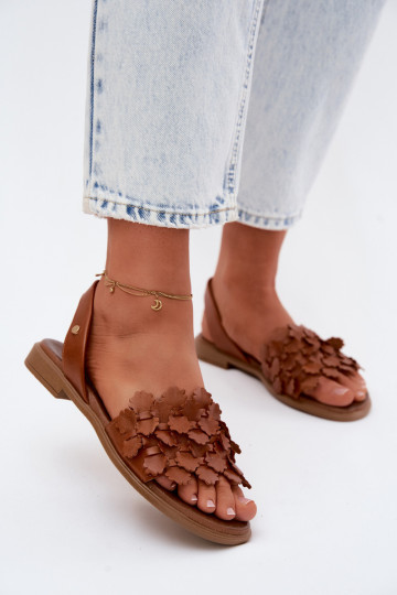 Dames sandalen met brede hakken Zazoo 40468 in bruin 2