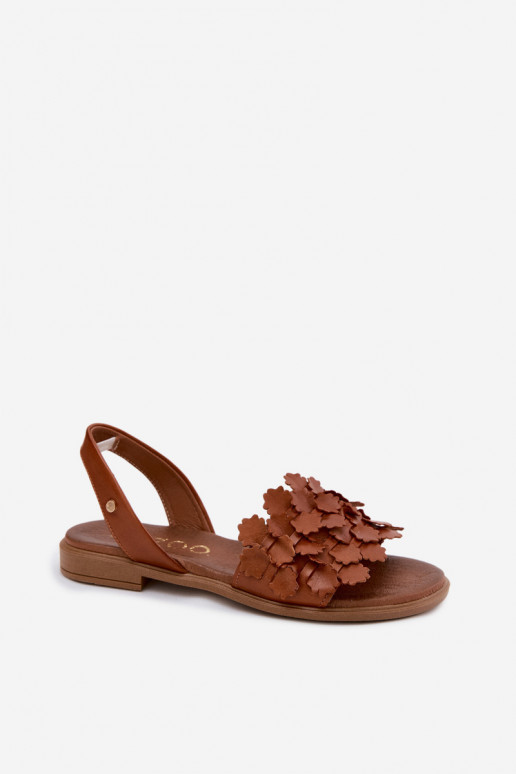 Dames sandalen met brede hakken Zazoo 40468 in bruin