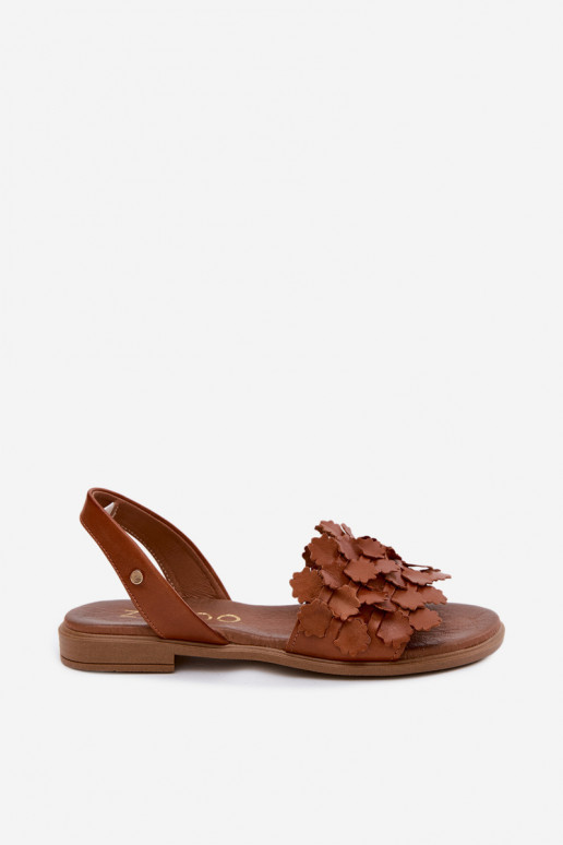 Dames sandalen met brede hakken Zazoo 40468 in bruin