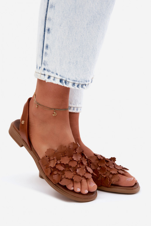 Dames sandalen met brede hakken Zazoo 40468 in bruin