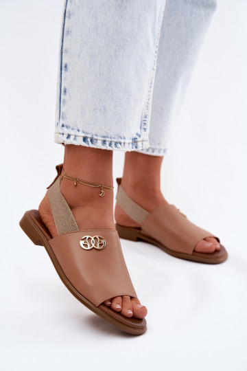 Dames sandalen in goud met details Zazoo 40473 in bruin 2