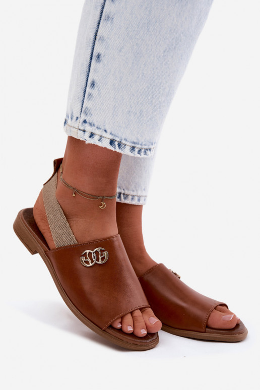 Dames sandalen Ze gouden kleurm Detalem Zazoo 40473 bruine kleur