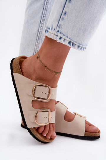 Damespantoffels Op een kurkzool met gespen Lee Cooper LCIN-26-35-4454L beige