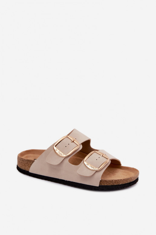 Dames slippers met kurkzool en gespen Lee Cooper LCIN-26-35-4454L in zand
