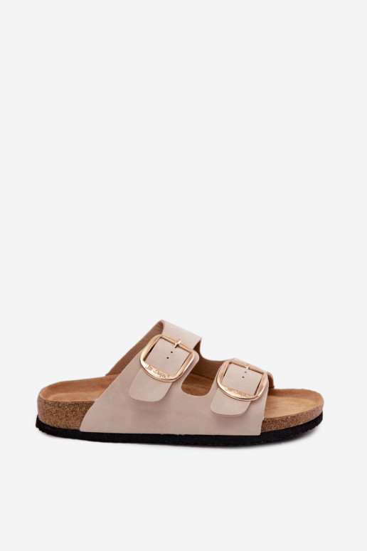 Dames slippers met kurkzool en gespen Lee Cooper LCIN-26-35-4454L in zand