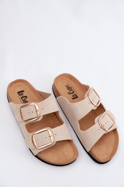 Dames slippers met kurkzool en gespen Lee Cooper LCIN-26-35-4454L in zand