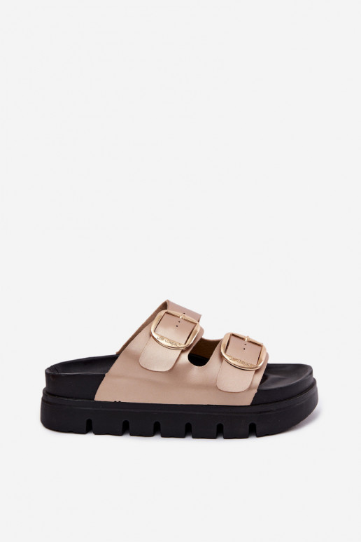 Dames platformslippers met gespen Lee Cooper LCIN-26-35-4462L in goud