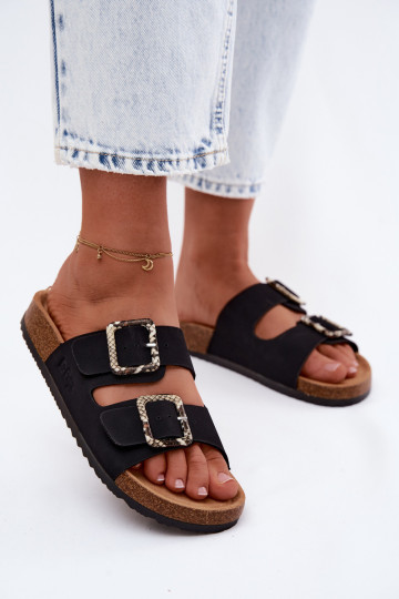 Dames slippers met gespen Lee Cooper LCIN-26-35-4450L in zwart 2
