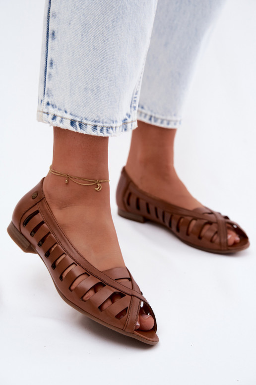 Leer OpengeInerkte ballerinas Het heeftciejka P7540-29 bruine kleur