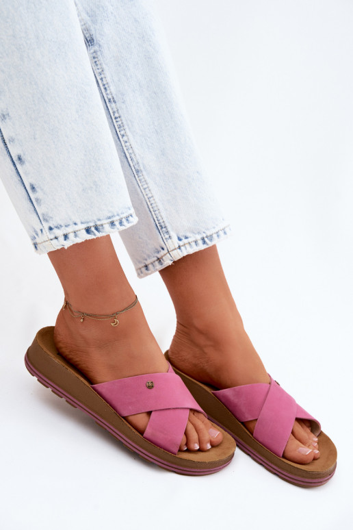 Faux suede dames slippers Tai turiciejka P7504-15 roze