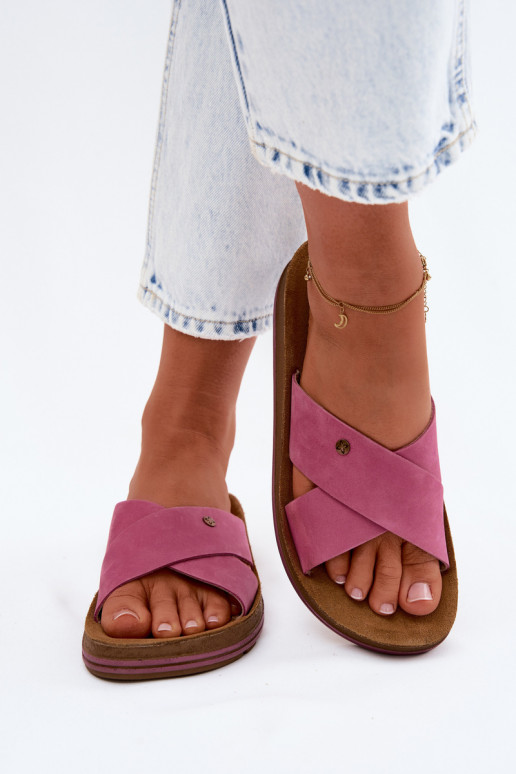 Faux suede dames slippers Tai turiciejka P7504-15 roze
