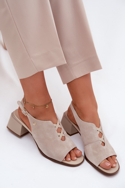 Sandalen met faux suede hakken Tai turiciejka K7521-22 ivoorkleur