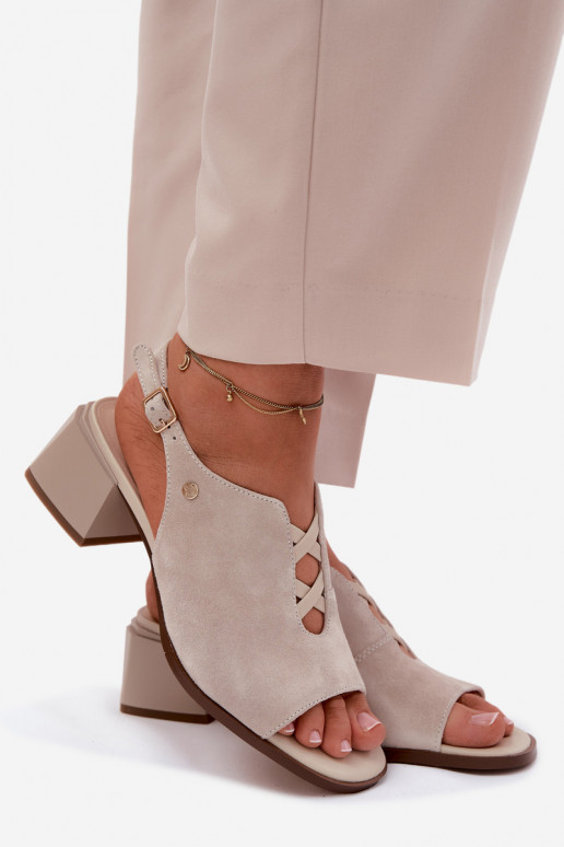 Sandalen met faux suede hakken Tai turiciejka K7521-22 ivoorkleur