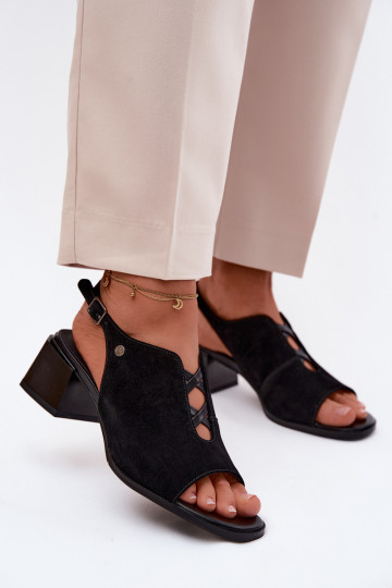 Sandalen met faux suede hakken Tai turiciejka K7521-01 zwart