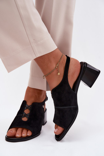 Sandalen met faux suede hakken Tai turiciejka K7521-01 zwart 2