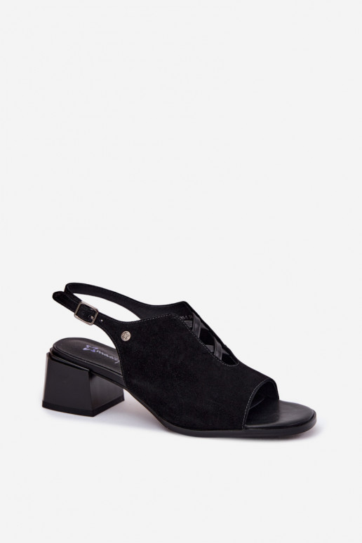 Sandalen met faux suede hakken Tai turiciejka K7521-01 zwart