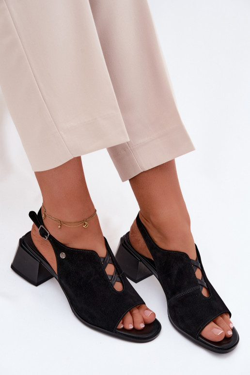Sandalen met faux suede hakken Tai turiciejka K7521-01 zwart