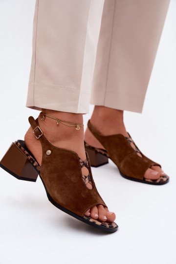 sandalenOpturalnego van suèdeu met hakken Het heeftciejka K7521-14 bruine kleur