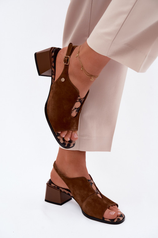 Sandalen met faux suede hakken Tai turiciejka K7521-14 bruin