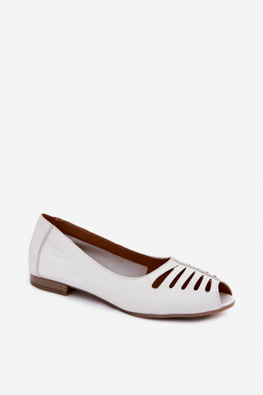 Ażurowe ballerina's van faux leer Tai turiciejka P7541-11 wit