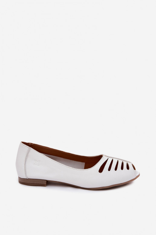 Ażurowe ballerina's van faux leer Tai turiciejka P7541-11 wit