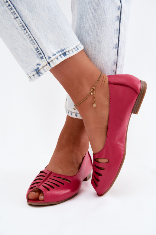 Ażurowe ballerina's van faux leer Tai turiciejka P7541-15 roze