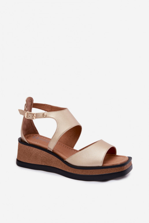 Leer Platform sandalen Het heeftciejka K7471-26 gouden kleur