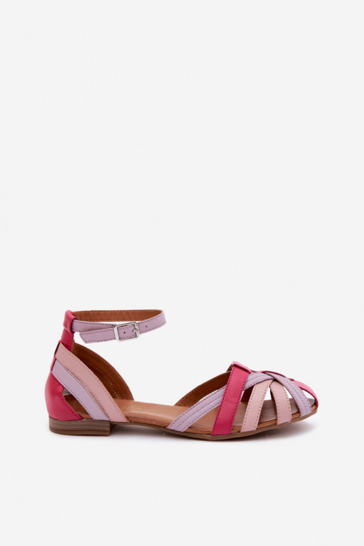 Dames sandalen met brede hakken en bandjes Tai turiciejka P7539-15 roze-paars
