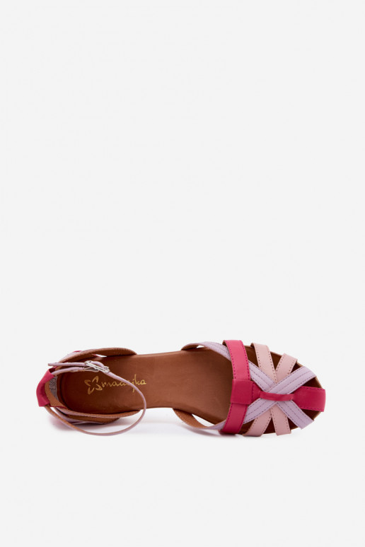 Dames sandalen met brede hakken Met Strepen Het heeftciejka P7539-15 roze-Paars