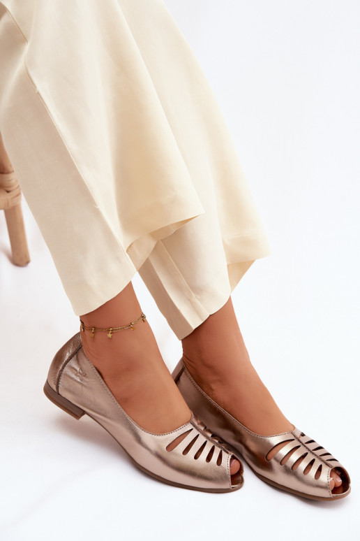 OpengeInerkte ballerinasOpturalnej Skóry Het heeftciejka P7541-32 gouden kleur