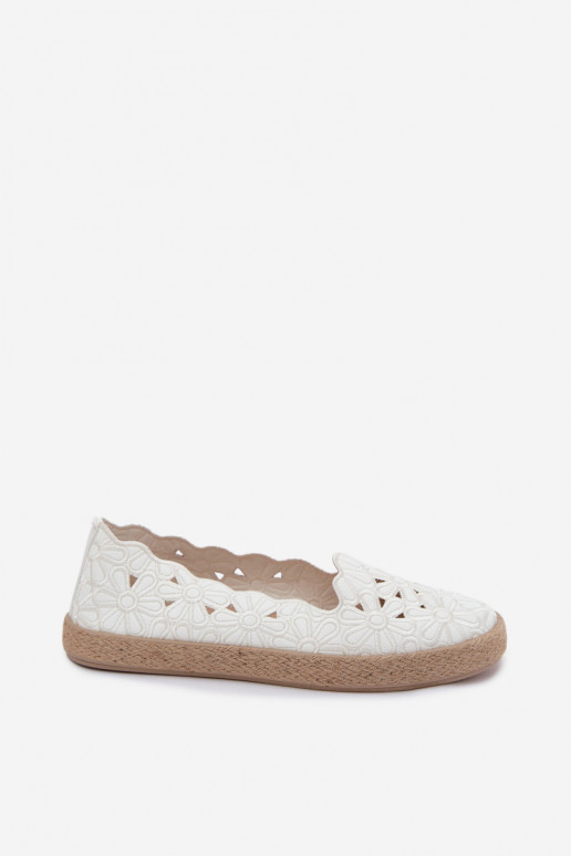 Espadrilles met uitsnijdingen en bloemen in witte kleur Merivelle