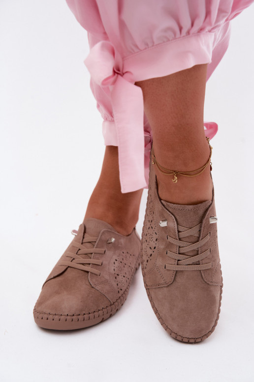 met elementen van opengeInerkt schoenenOpturalnego van suèdeu beige Flaria