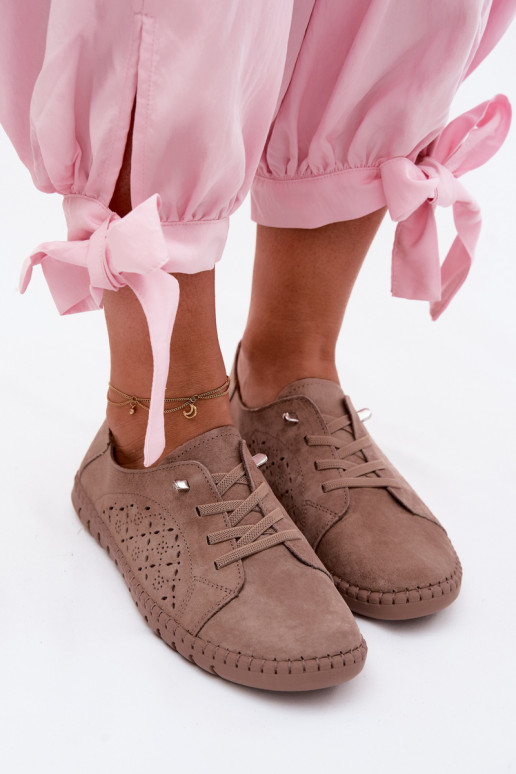 met elementen van opengeInerkt schoenenOpturalnego van suèdeu beige Flaria