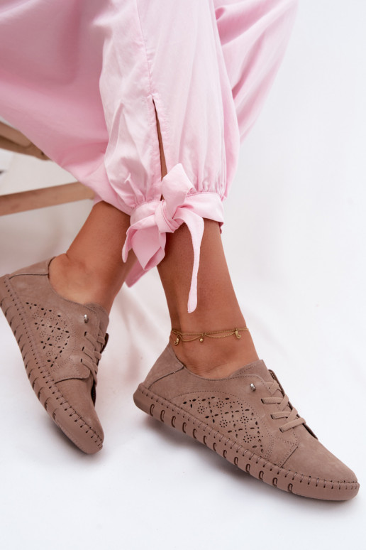 met elementen van opengeInerkt schoenenOpturalnego van suèdeu beige Flaria