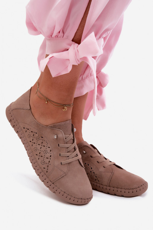 Schoenen met uitsnijdingen van faux suede in zandkleur Flaria