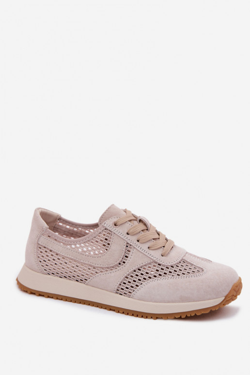 Sportieve schoenen met uitsnijdingen van faux suede in ivoorkleur Gelina