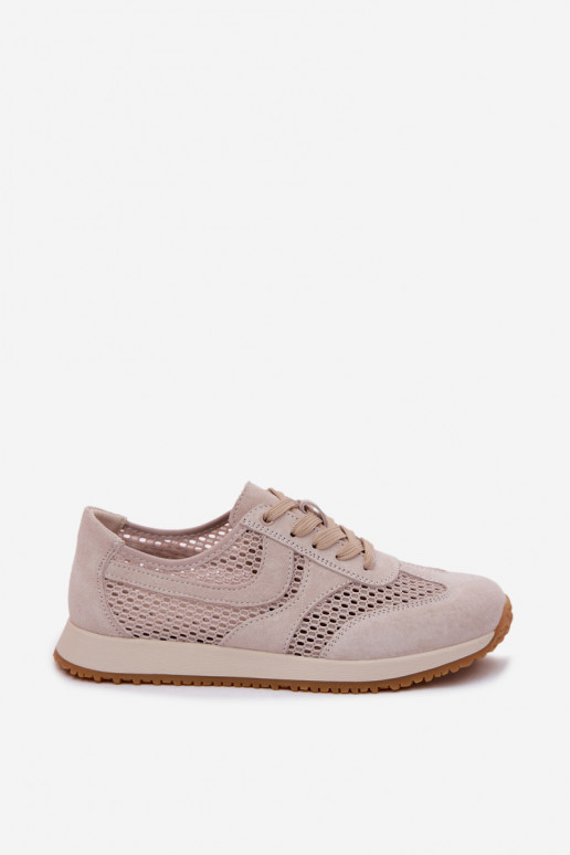 Sportieve schoenen met uitsnijdingen van faux suede in ivoorkleur Gelina