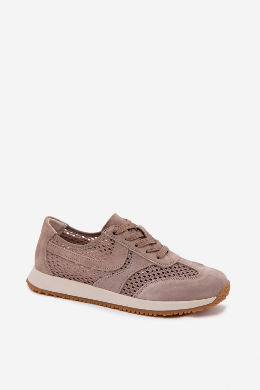 Sportieve schoenen met uitsnijdingen van faux suede in zandkleur Gelina
