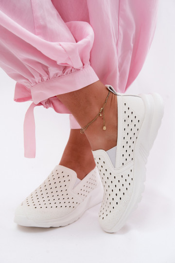 Instap schoenen met uitsnijdingen van faux leather in witte kleur Geressa 2