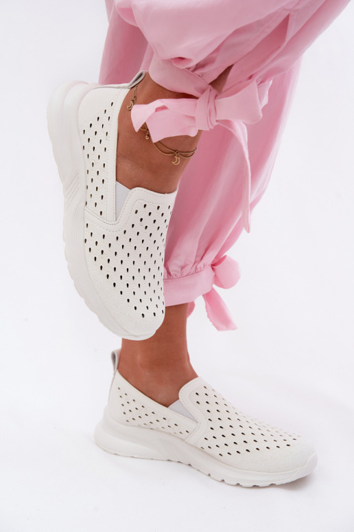 Instap schoenen met uitsnijdingen van faux leather in witte kleur Geressa