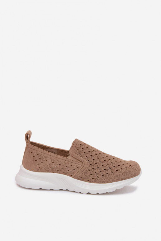 Instap schoenen met uitsnijdingen van faux suede in zandkleur Geressa