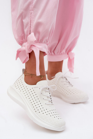 Dames sportieve veterschoenen in witte kleur Heressa