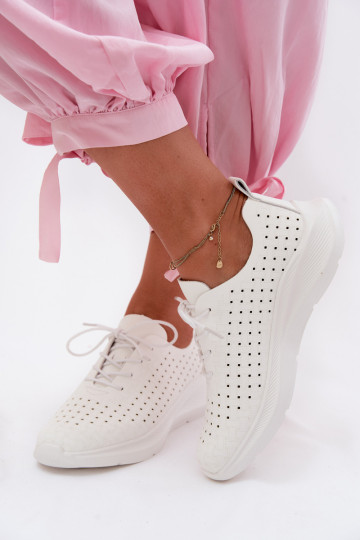 Dames sportieve veterschoenen in witte kleur Heressa 2