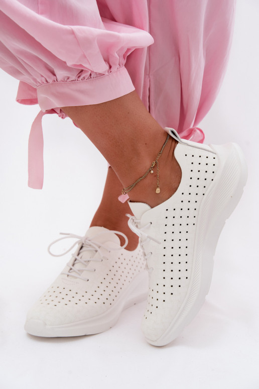 Dames sportieve veterschoenen in witte kleur Heressa